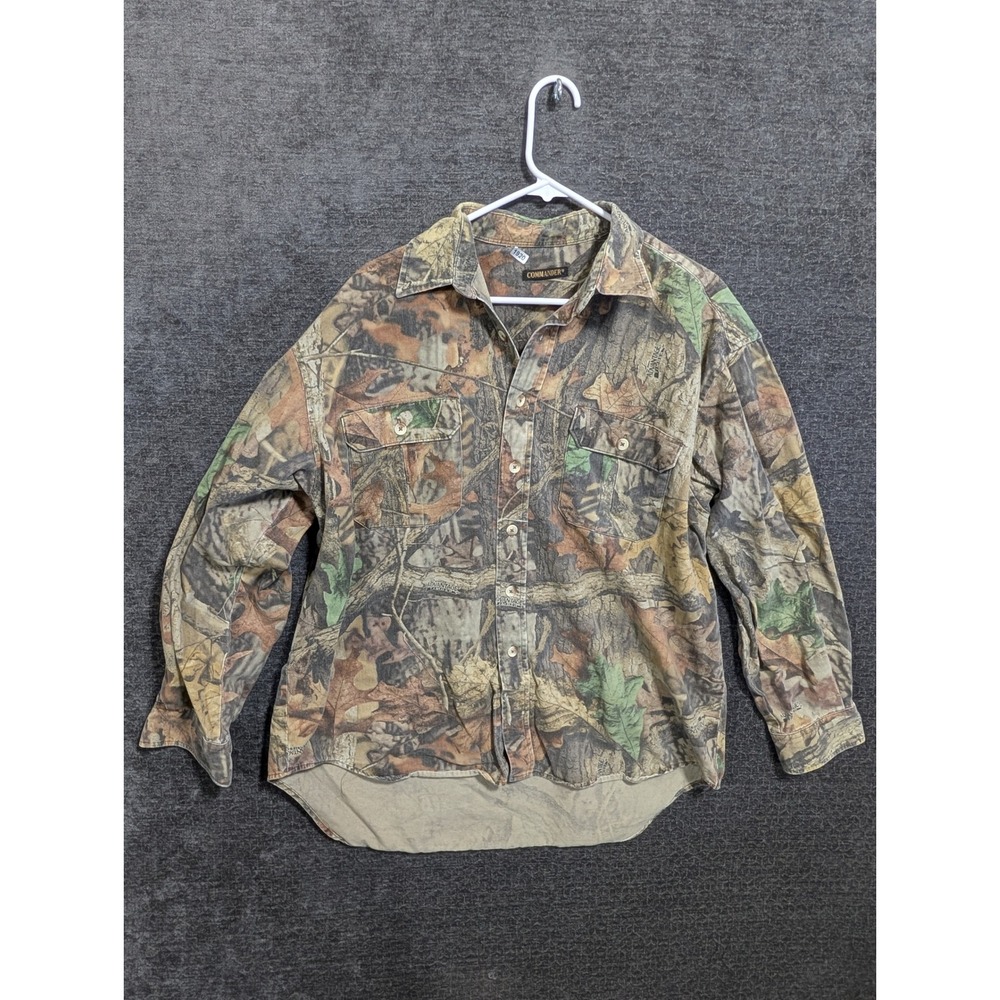 Commander Mens Advantage Wetlands Camo Long Sleeve Button Down Hunting Shirt